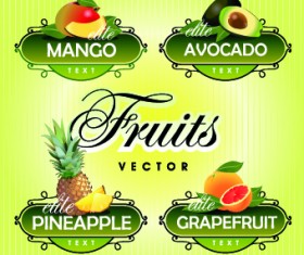 Fresh fruits and vegetables labels vector 05