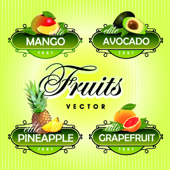 Fresh fruits and vegetables labels vector 05