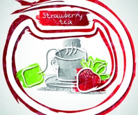 Different Fruit tea design vector 03