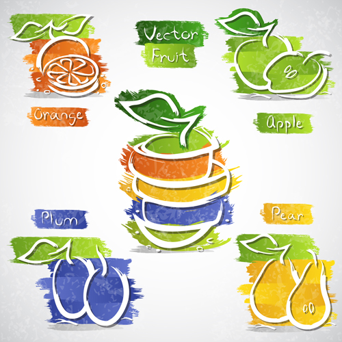 Fruits abstract design vector 04