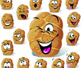 Funny Cartoon food expression vector 01
