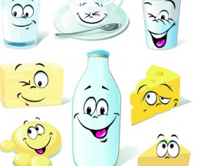 Funny Cartoon food expression vector 02