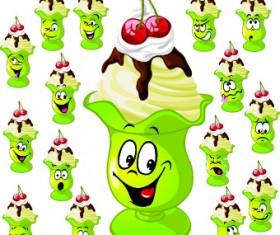 Funny Cartoon food expression vector 03