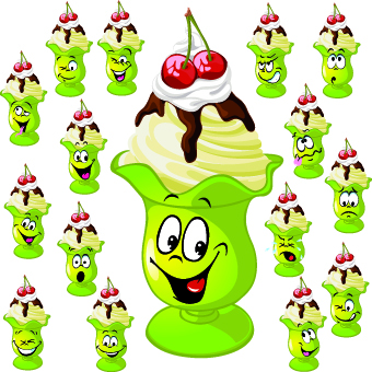 Funny Cartoon food expression vector 03