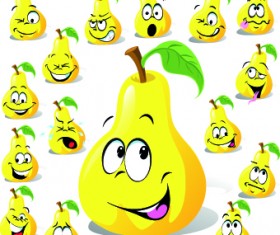 Funny Cartoon food expression vector 05