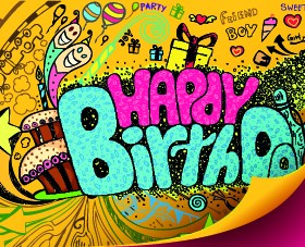 Funny Happy Birthday vector background 03