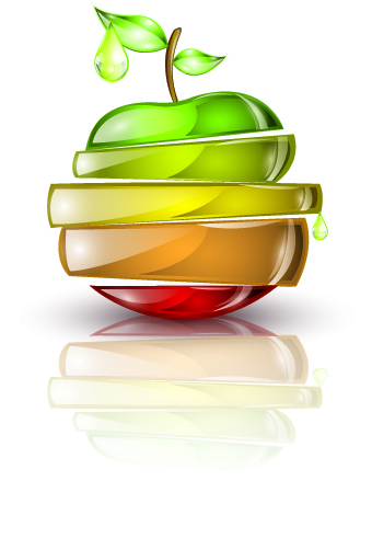 Colored glass fruit vector 01