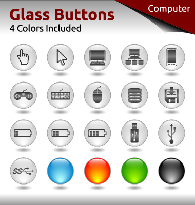 Glass buttons for web design vector 01