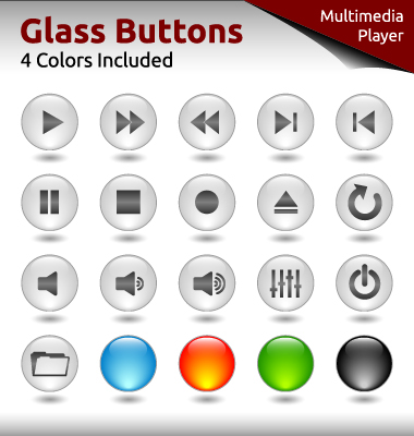 Glass buttons for web design vector 02