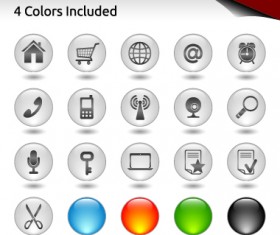 Glass buttons for web design vector 03