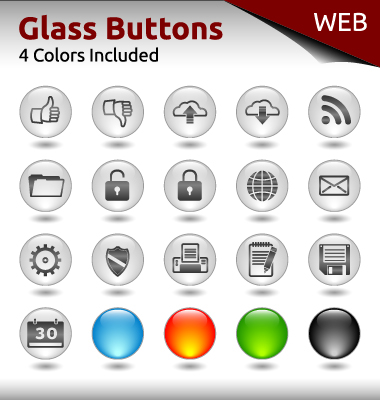 Glass buttons for web design vector 04