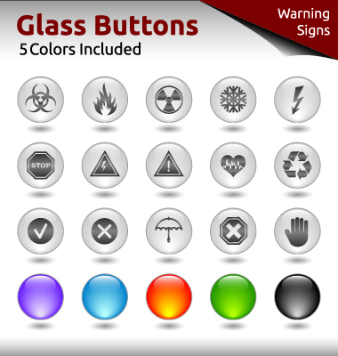 Glass buttons for web design vector 05