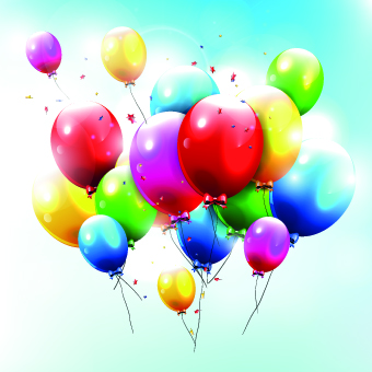 Colored Happy Birthday balloons vector 01