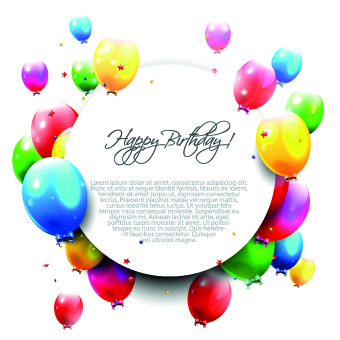 Colored Happy Birthday balloons vector 02