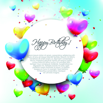 Colored Happy Birthday balloons vector 03