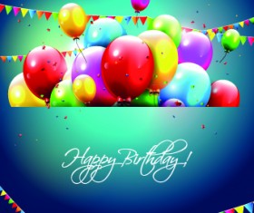 Colored Happy Birthday balloons vector 05