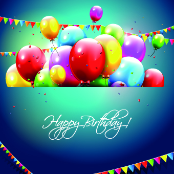 Colored Happy Birthday balloons vector 05
