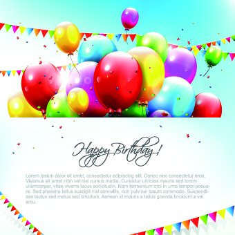 Colored Happy Birthday balloons vector 06