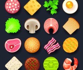 Vivid food icon design vector 03