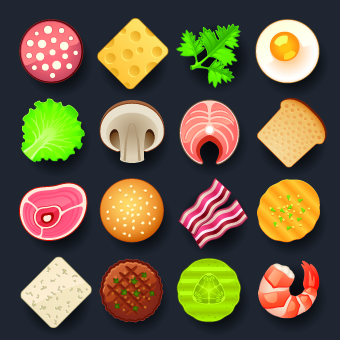 Vivid food icon design vector 03