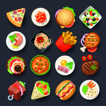 Vivid food icon design vector 05