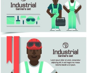 Funny Industrial banner vector set 03