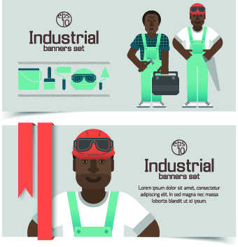 Funny Industrial banner vector set 03