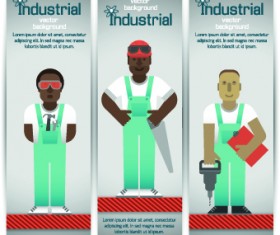 Funny Industrial banner vector set 04