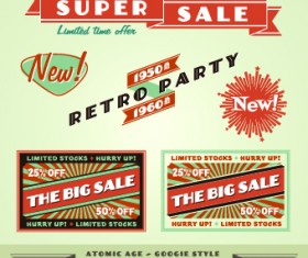 Sale Labels retro style vector 05