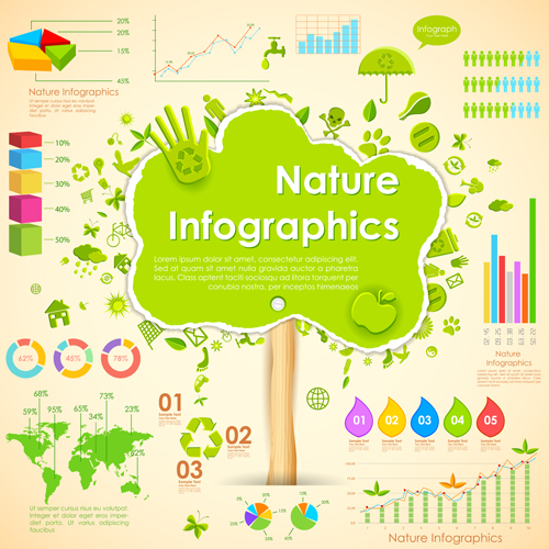 Nature Style Infographics design vector 02