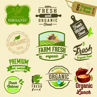 Organic food logos and labels vector 03