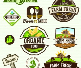 Organic food logos and labels vector 04