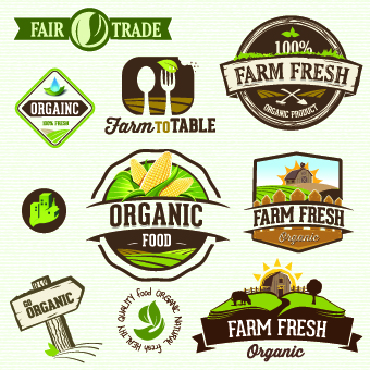 Organic food logos and labels vector 04
