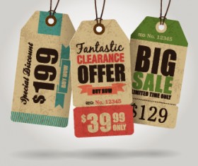Vector Vintage Price tag set 05