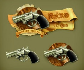 Retro elements icons vector 01