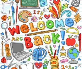 Hand drawn School elements vector 01