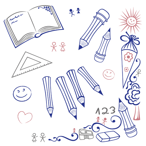 Hand drawn School elements vector 05