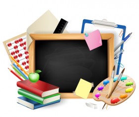 School supplies elements background vector 01