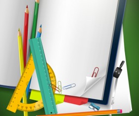 School supplies elements background vector 02