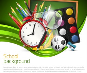 School supplies elements background vector 03