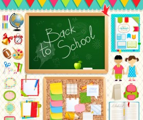 School supplies elements background vector 05