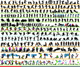 Different Sport Silhouettes vector 01