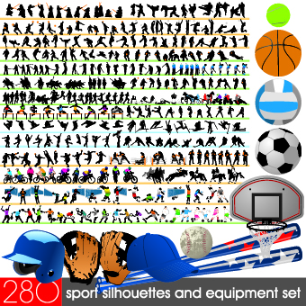 Different Sport Silhouettes vector 02