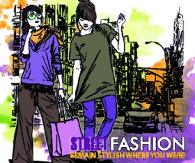 Street fashion design elements vector 04