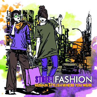 Street fashion design elements vector 04