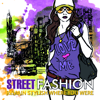 Street fashion design elements vector 05
