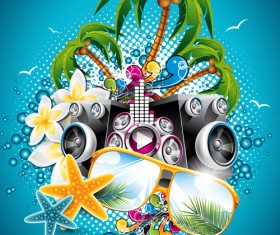 Summer Night Posters design vector 02