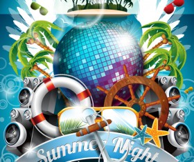 Summer Night Posters design vector 05