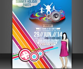 Abstract Summer Party Flyers design vector 02