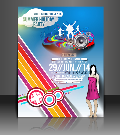 Abstract Summer Party Flyers design vector 02